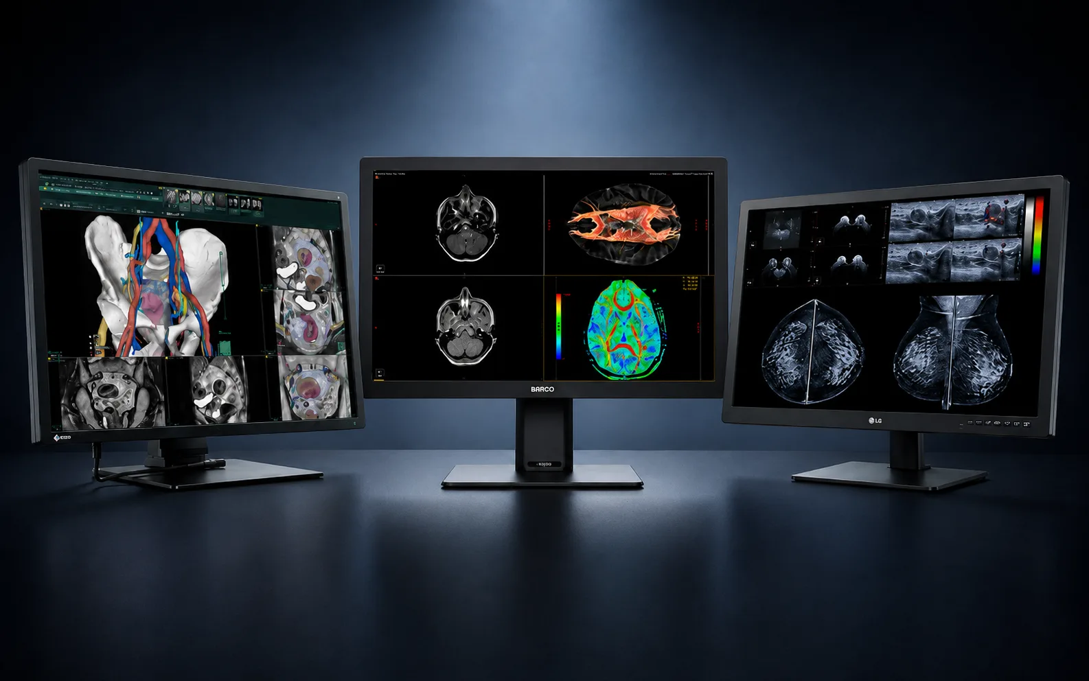 Barco, EIZO, and LG diagnostic medical display monitors for radiology