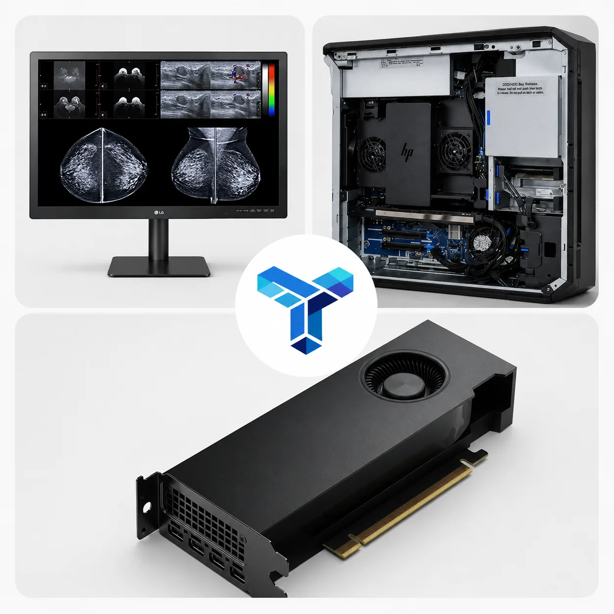 radiology workstation with diagnostic display and professional graphics card